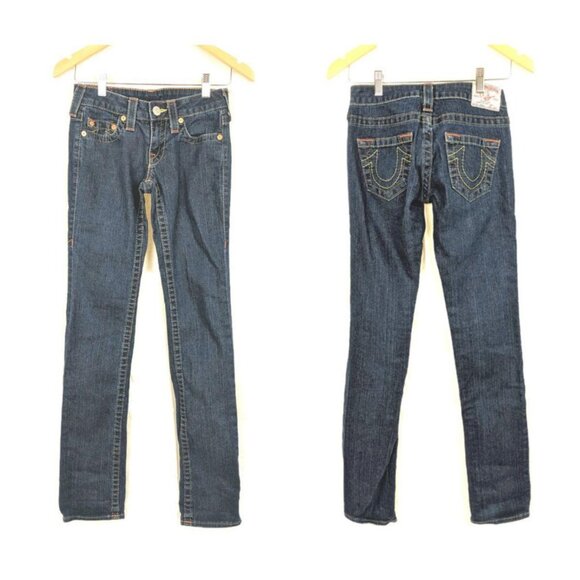 True Religion Johnny Jeans Womens 26 Blue Straight Leg Dark Wash Casual - Picture 1 of 8